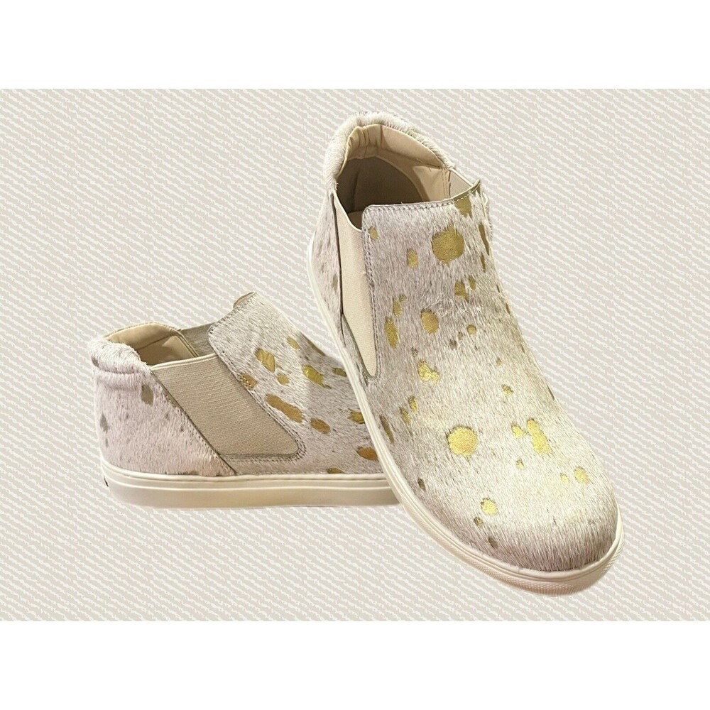 COCONUTS BY MATISSE Women’s Harlan White, Gold Spot Cow Hair Sneakers 9.5 NWT